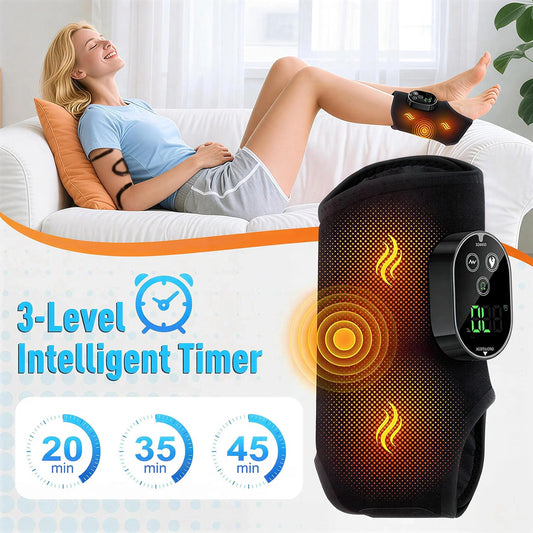 Cordless Heated Ankle & Muscle Massager – Rechargeable Vibration Therapy Wrap for Pain Relief & Relaxation