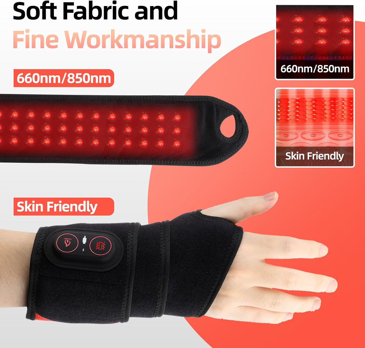 Bärbar sladdlös handleds- och handmassage med värme – Uppladdningsbar komfortlindning med värme- och vibrationsterapi för smärtlindring
