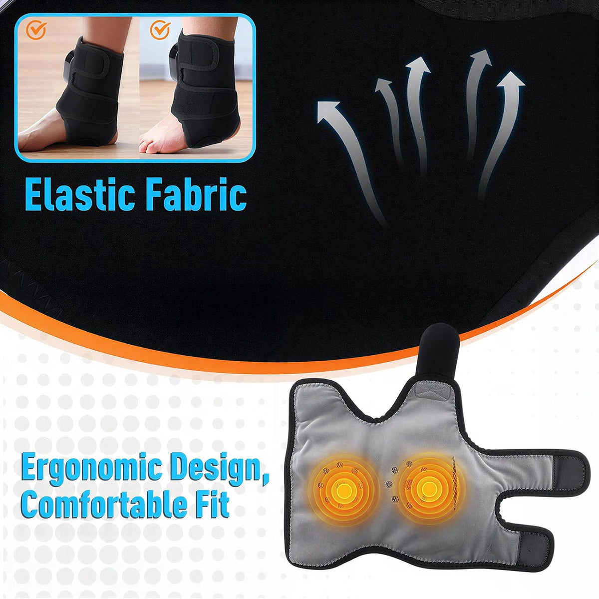 Sladdlös uppvärmd fotleds- och muskelmassager – uppladdningsbar vibrationsinpackning för smärtlindring och avslappning